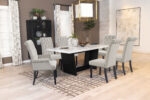 Sherry 7-piece Rectangular Marble Top Dining Table Set Sand product image