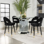Ellie 5-piece Mirrored Counter Height Dining Table Set Black product image