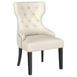 Baney Fabric Upholstered Dining Side Chair Beige and Black product image