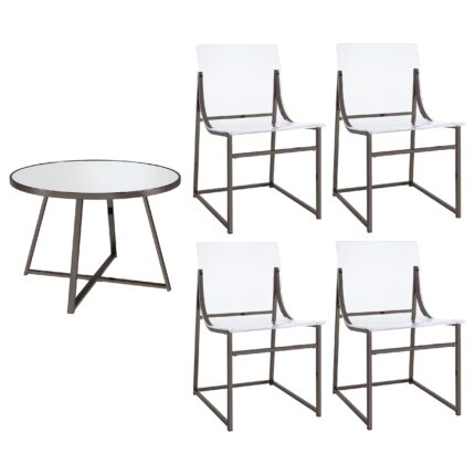 Jillian 5-piece Round Mirror Top Dining Set Black Nickel product image