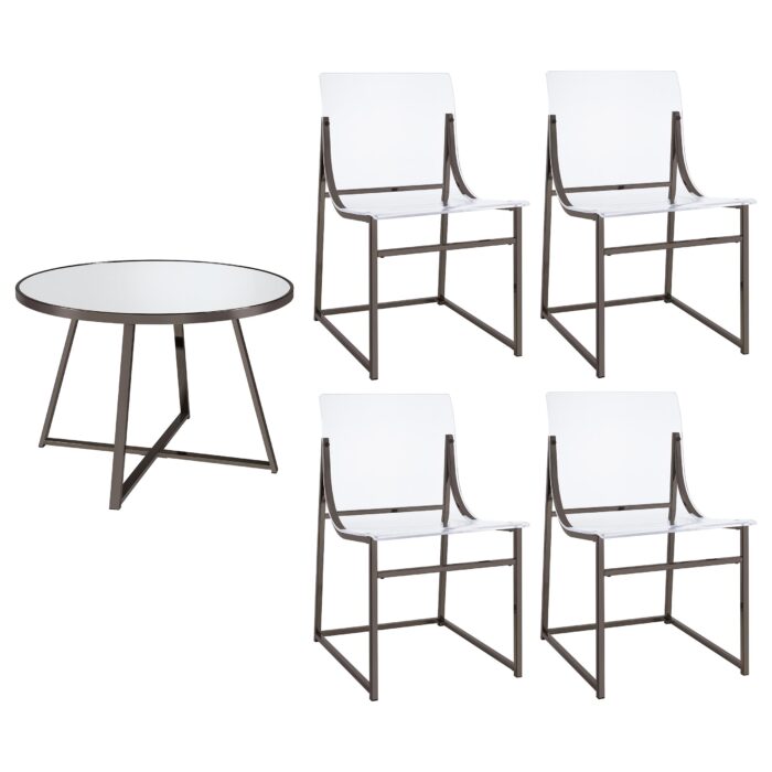 Jillian 5-piece Round Mirror Top Dining Set Black Nickel product image