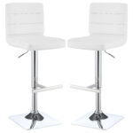 Bianca Upholstered Adjustable Bar Stool White (Set of 2) product image