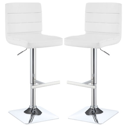 Bianca Upholstered Adjustable Bar Stool White (Set of 2) product image