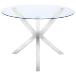 Vance Round 41-inch Glass Top Asterisk Dining Table Chrome product image