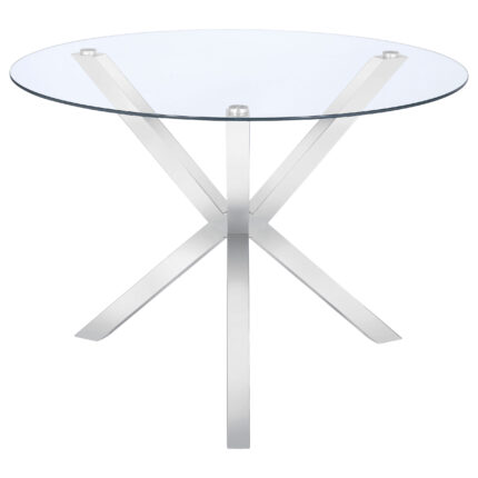 Vance Round 41-inch Glass Top Asterisk Dining Table Chrome product image