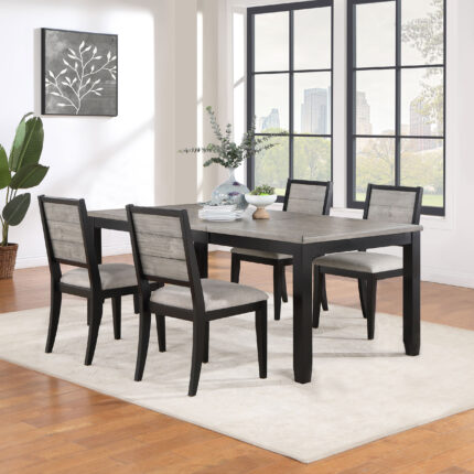 Elodie 5-piece Rectangular Extension Leaf Dining Set Black product image