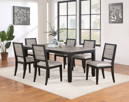 Elodie 7-piece Rectangular Extension Leaf Dining Set Black product image