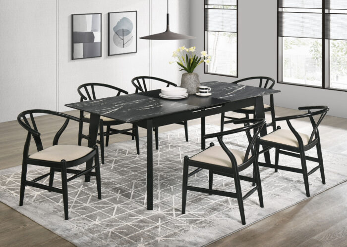 Crestmont 7-piece Extension Leaf Dining Table Set Black product image