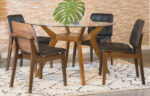Paxton 5-piece Round Glass Top Dining Table Set Nutmeg product image