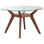 Paxton Round 48-inch Glass Top Wood Dining Table Nutmeg product image