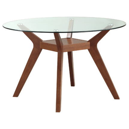 Paxton Round 48-inch Glass Top Wood Dining Table Nutmeg product image
