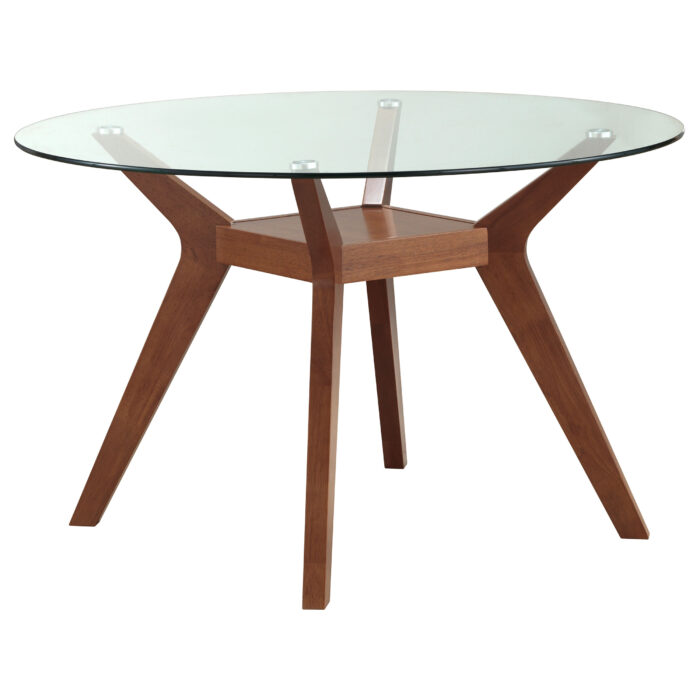 Paxton Round 48-inch Glass Top Wood Dining Table Nutmeg product image