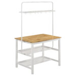 Edgeworth Kitchen Island Counter Table with Pot Rack White product image