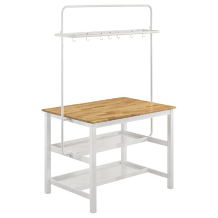 Edgeworth Kitchen Island Counter Table with Pot Rack White product image
