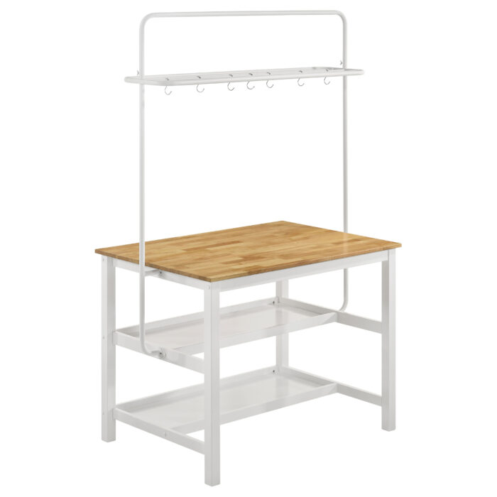 Edgeworth Kitchen Island Counter Table with Pot Rack White product image