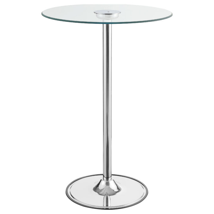 Thea Round 28-inch Glass Top LED Bistro Bar Table Chrome product image