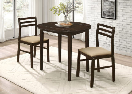 Bucknell 3-piece Round Drop Leaf Dining Table Set Cappuccino product image