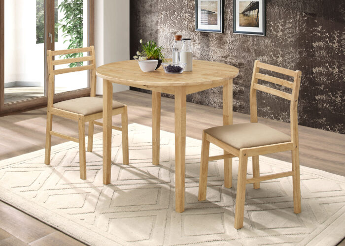 Bucknell 3-piece Round Drop Leaf Dining Table Set Natural product image