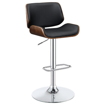 Folsom Upholstered Adjustable Bar Stool Black and Chrome product image