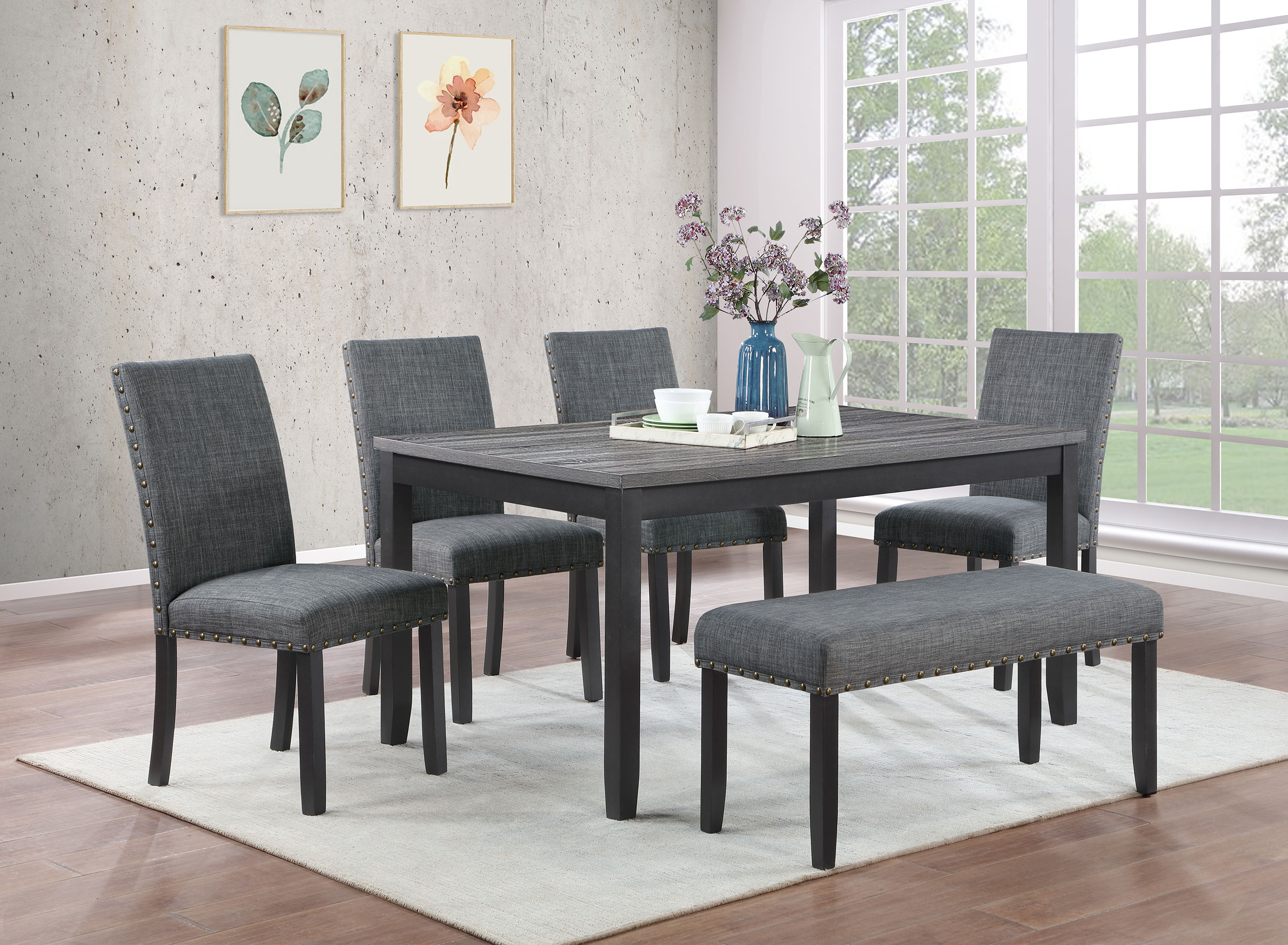 Barlow 6-piece Rectangular Dining Table Set Grey and Black Barlow 6-piece Rectangular Dining Table Set Grey and Black product image