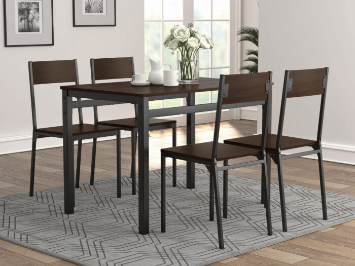 Lana 5-piece Rectangular Dining Set Dark Brown and Black product image