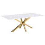Venera Rectangular 79-inch Faux Marble Dining Table White product image