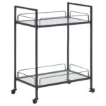 Curltis 2-tier Rectangular Glass Shelf Metal Bar Cart Black product image