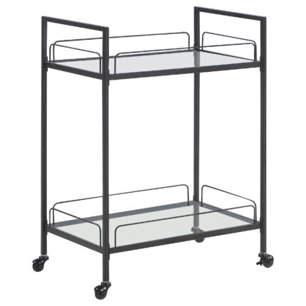 Curltis 2-tier Rectangular Glass Shelf Metal Bar Cart Black product image