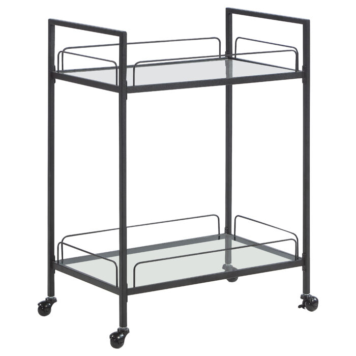 Curltis 2-tier Rectangular Glass Shelf Metal Bar Cart Black product image