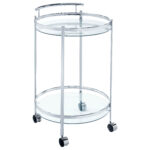 Chrissy Round Glass Shelf Metal Bar Cart Chrome product image