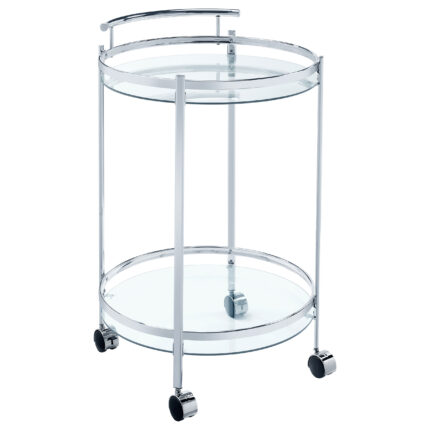 Chrissy Round Glass Shelf Metal Bar Cart Chrome product image