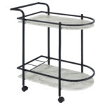 Desiree 2-tier Faux Marble Shelf Metal Bar Cart Black product image