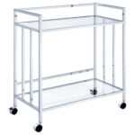 Cara 2-tier Rectangular Glass Shelf Metal Bar Cart Chrome product image