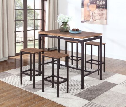 Santana 5-piece Pub Height Bar Table Set Weathered Chestnut product image