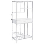 Figueroa 5-shelf LED Wine Storage Bar Cabinet White High Gloss product image