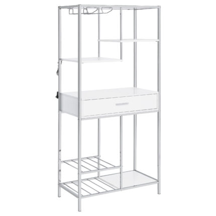 Figueroa 5-shelf LED Wine Storage Bar Cabinet White High Gloss product image
