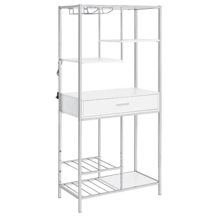 Figueroa 5-shelf LED Wine Storage Bar Cabinet White High Gloss product image