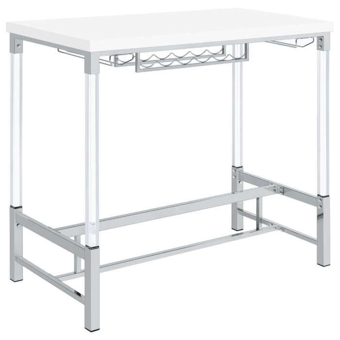 Norcrest 47-inch Acrylic Leg Bar Table White High Gloss product image
