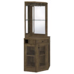 Alviso 1-drawer Corner Home Bar Wine Cabinet Rustic Oak product image