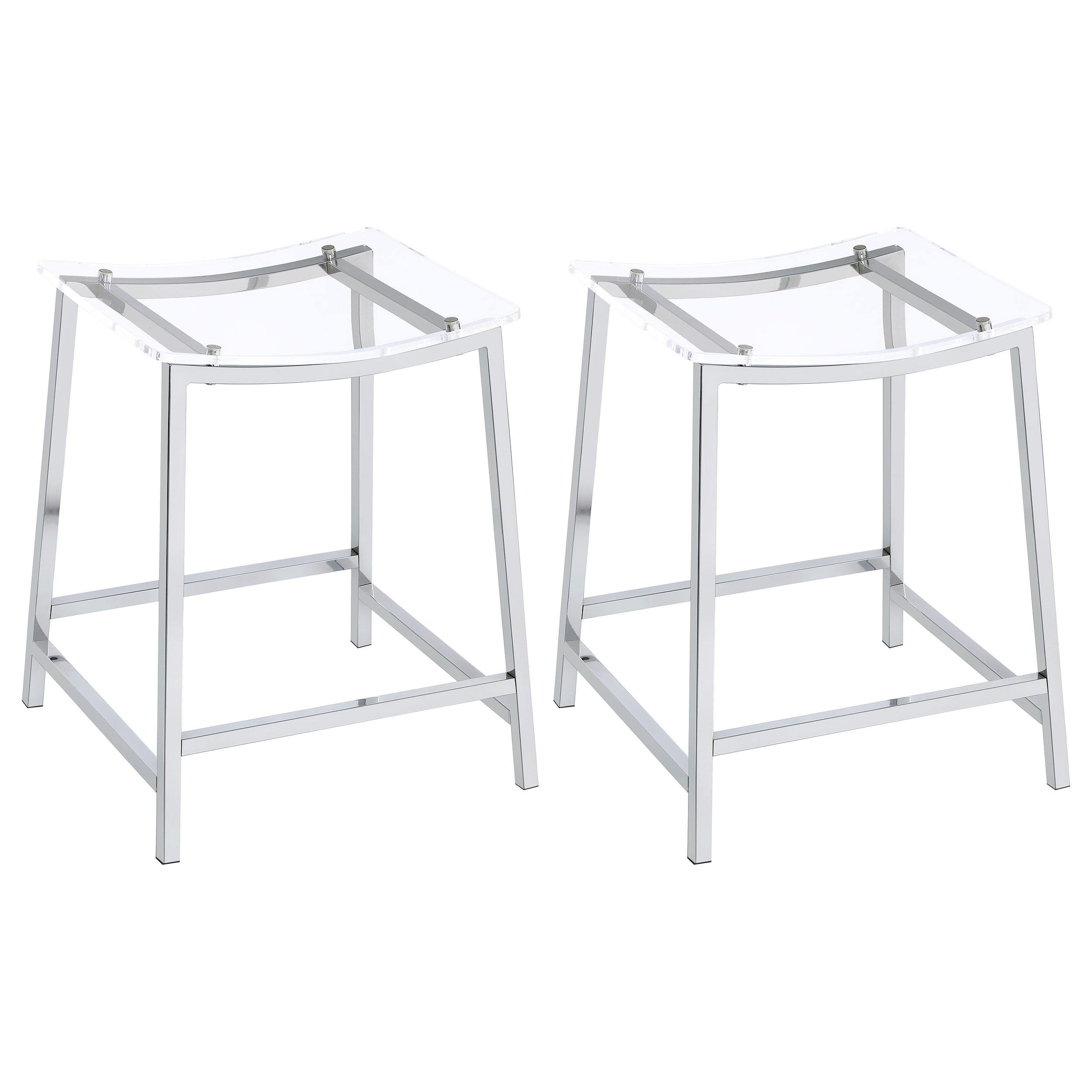 Jovani Acrylic Backless Counter Stool Chrome (Set of 2) Jovani Acrylic Backless Counter Stool Chrome (Set of 2) product image