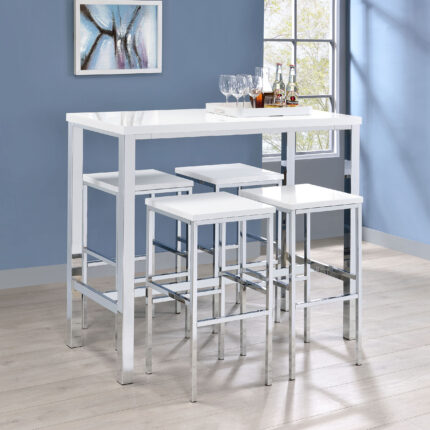 Natividad 5-piece Pub Height Bar Table Set White High Gloss product image