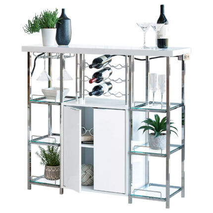 Gallimore 2-door Bar Cabinet Wine Storage White High Gloss product image