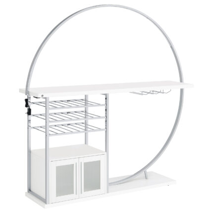 Risley 2-door Circular LED Home Bar Cabinet White High Gloss product image