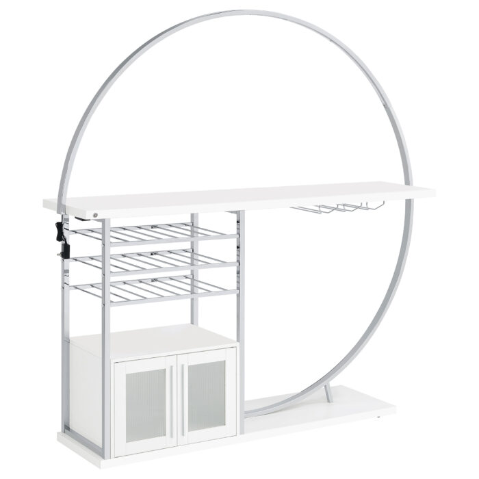 Risley 2-door Circular LED Home Bar Cabinet White High Gloss product image