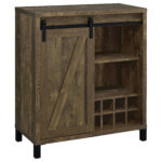 Arlington Sliding Door Home Bar Wine Cabinet Rustic Oak product image