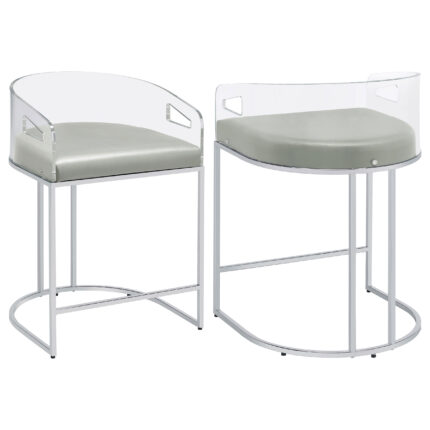 Thermosolis Clear Acrylic Counter Chair Chrome (Set of 2) product image