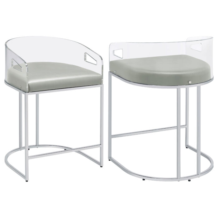Thermosolis Clear Acrylic Counter Chair Chrome (Set of 2) product image