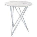 Bexter Round 35-inch Faux Marble Bistro Bar Table Chrome product image