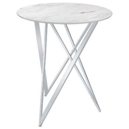 Bexter Round 35-inch Faux Marble Bistro Bar Table Chrome product image