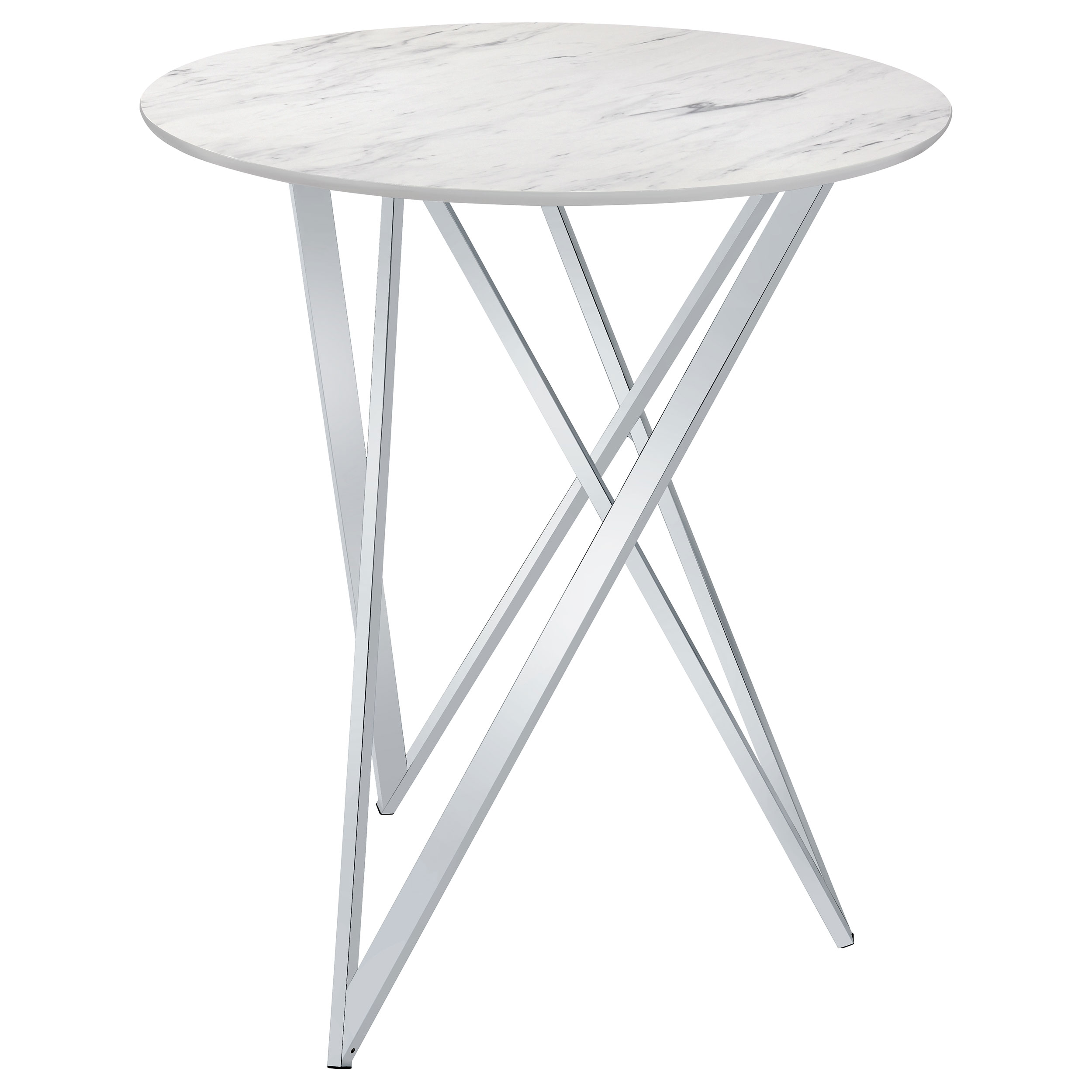 Bexter Round 35-inch Faux Marble Bistro Bar Table Chrome Bexter Round 35-inch Faux Marble Bistro Bar Table Chrome product image
